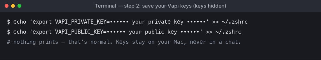 Keys saved on the Mac (hidden)