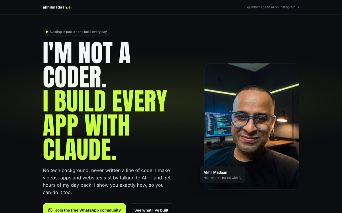 akhilmadaan.ai home page